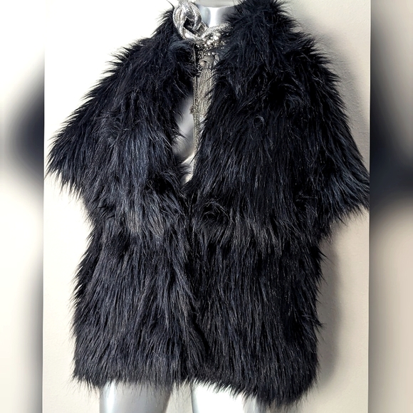 "Marc Bouwer" Vegan Fur Fuzzy Soft "Mob Wife" Classic Glam Chic Jacket - Picture 7 of 11